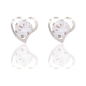 Orecchini Oro Bianco Oro 18 carati Punto Luce  Contorno Cuore  Zircone Bianco