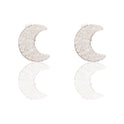 Orecchini Oro Bianco Oro 18 carati Luna Zirconata A Lobo  Zirconi Bianchi mis.2