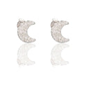 Orecchini Oro Bianco Oro 18 carati Luna Zirconata A Lobo  Zirconi Bianchi mis.1
