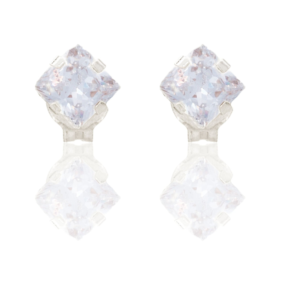 Orecchini Oro Bianco Oro 18 carati  Punto Luce 4 Griffe Zircone Bianco
