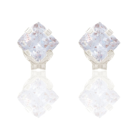 Orecchini Oro Bianco Oro 18 carati  Punto Luce 4 Griffe Zircone Bianco