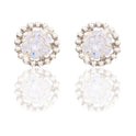 Orecchini Oro Bianco Oro 18 carati Punto Luce  Contorno Pallinato  Zircone Bianco