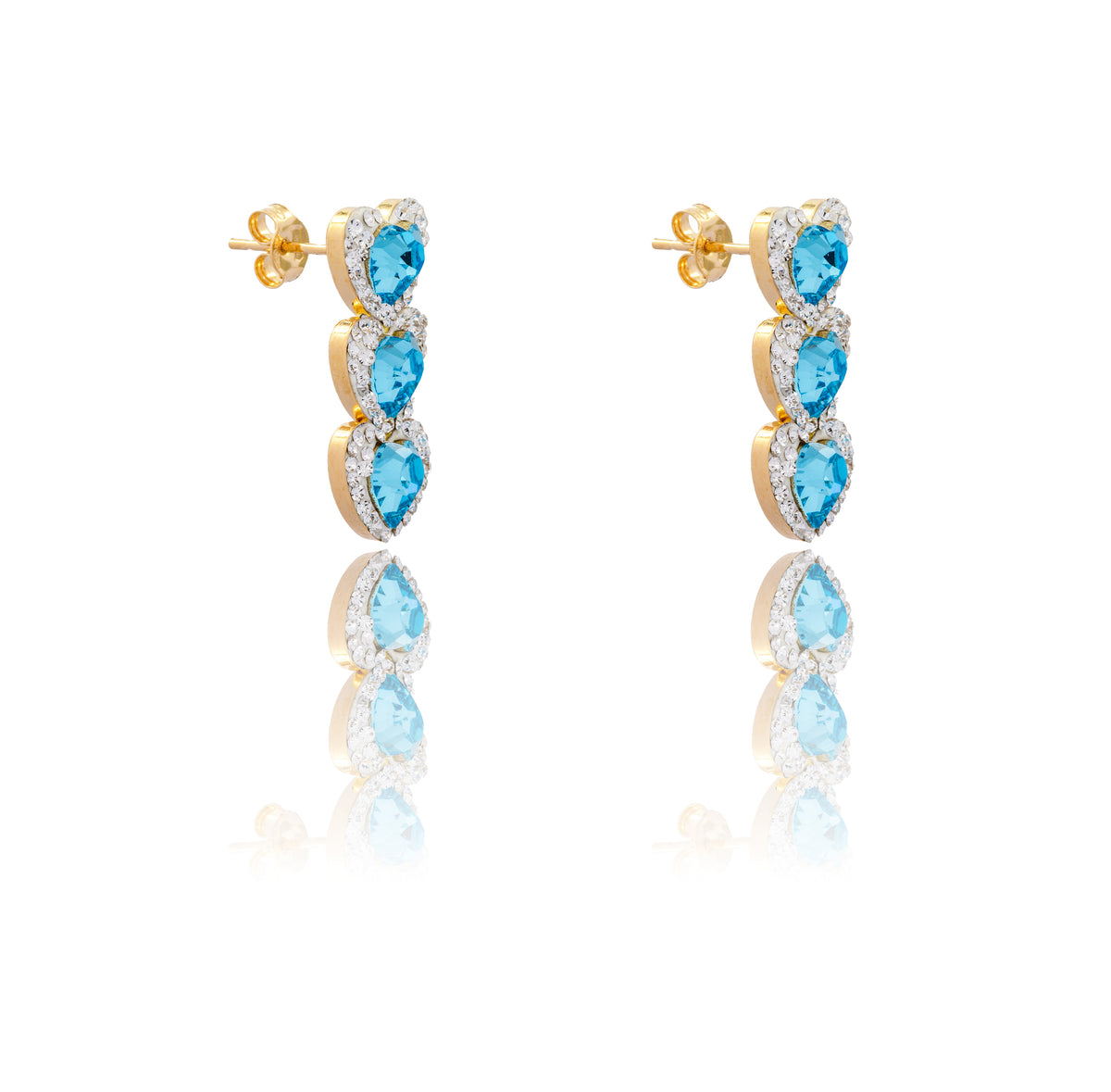 ORECCHINI DONNA TRILOGY CUORI PENDENTI CONTORNO PAVE'