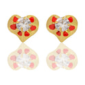 Orecchini Oro Giallo Oro 18 carati Cuori Smaltati Con Pietra Centrale  Zircone Bianco, Smalto rosso 