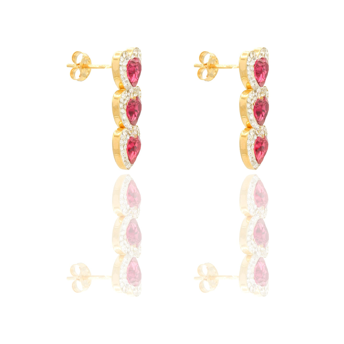 ORECCHINI DONNA TRILOGY CUORI PENDENTI CONTORNO PAVE'