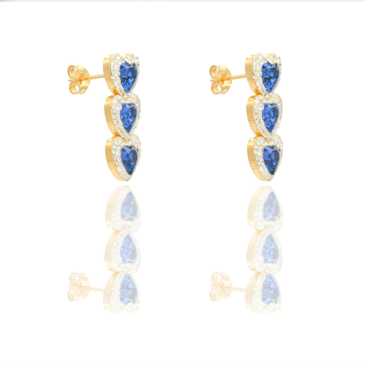 ORECCHINI DONNA TRILOGY CUORI PENDENTI CONTORNO PAVE'
