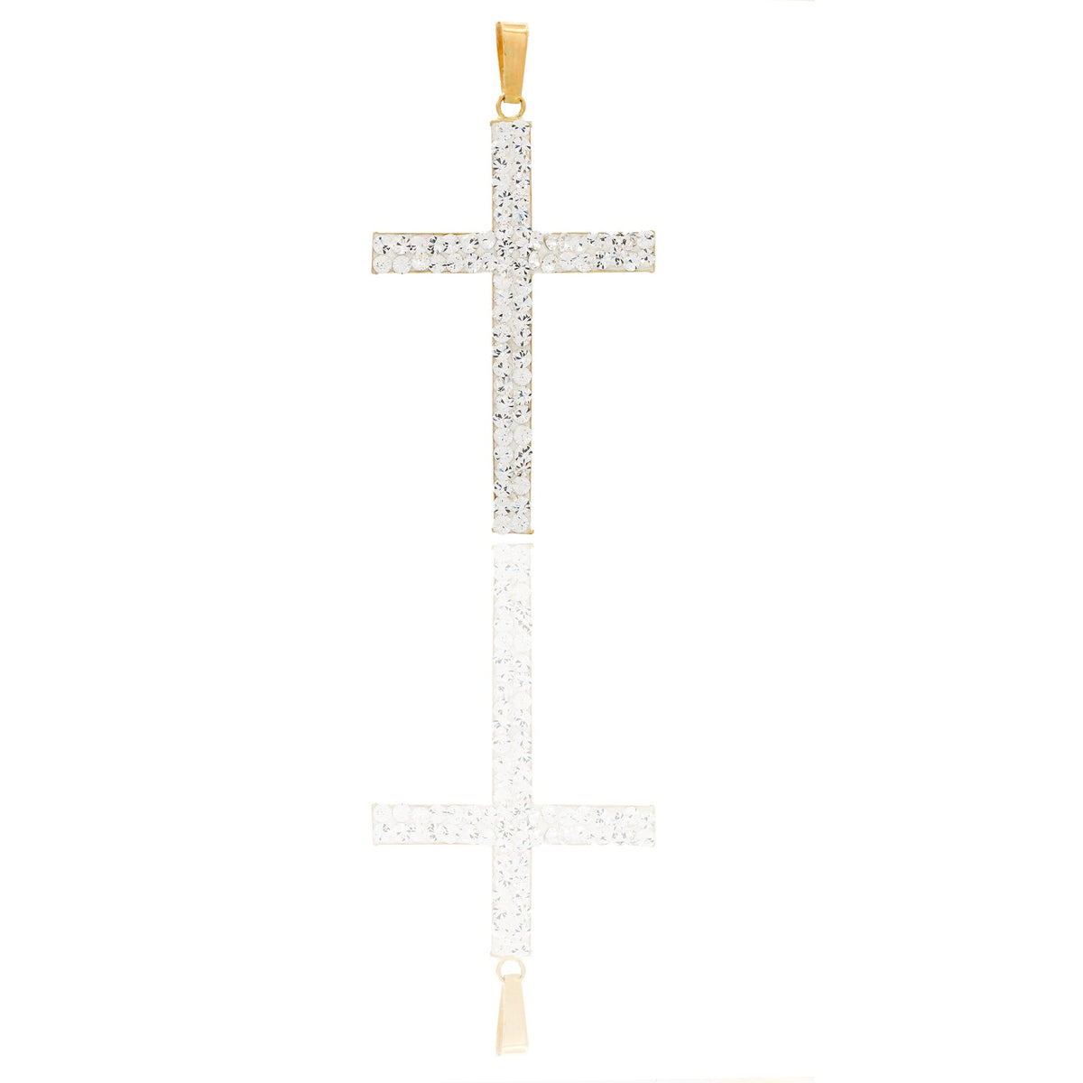 Ciondoli Oro Giallo Stampato  Pavè Zirconi bianchi lunghezza 4 cm larghezza 2,2 cm
