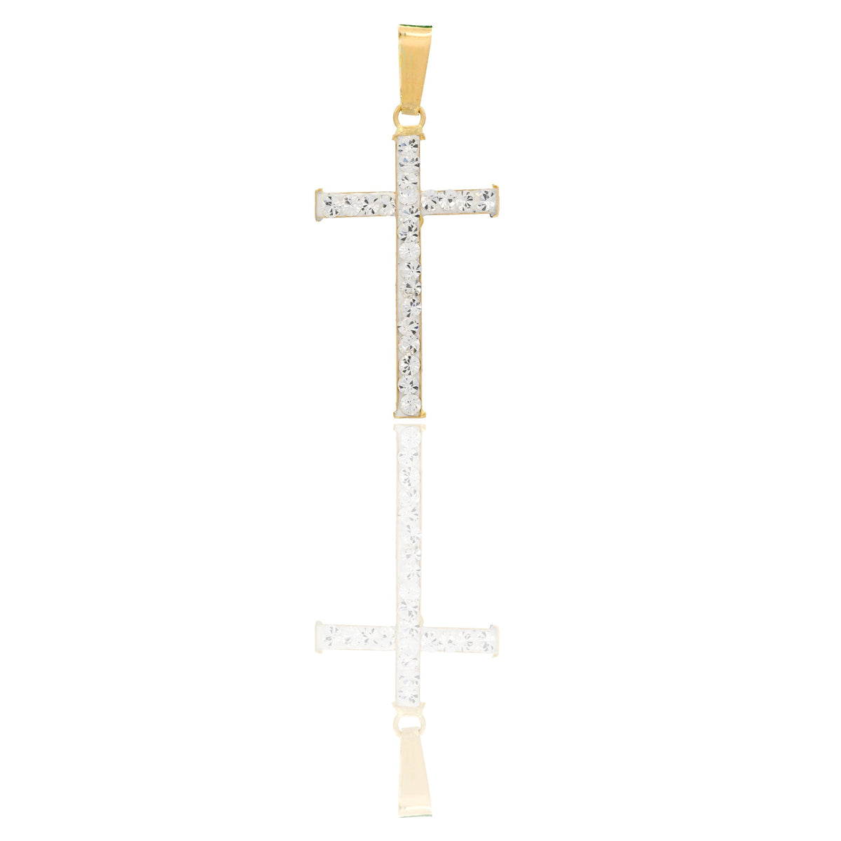Ciondoli Oro Giallo Stampato  Pavè Zirconi bianchi lunghezza 2,8 cm larghezza 1,4 cm