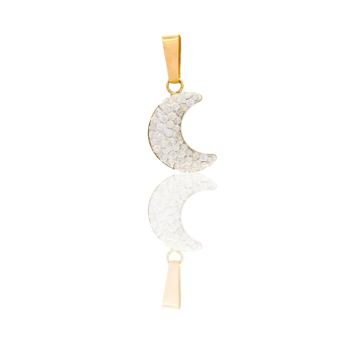 Ciondolo Oro Giallo Oro 18 carati Luna Pavè Zirconi Bianchi cm.1,8
