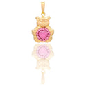 Ciondolo Oro Giallo Oro 18 carati Orsetto Bombato Zircone rosa cm.2