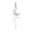 Ciondolo Oro Bianco Oro 18 carati Luna Meta' Lucida Meta' Zirconata Zirconi Bianchi cm.1,5