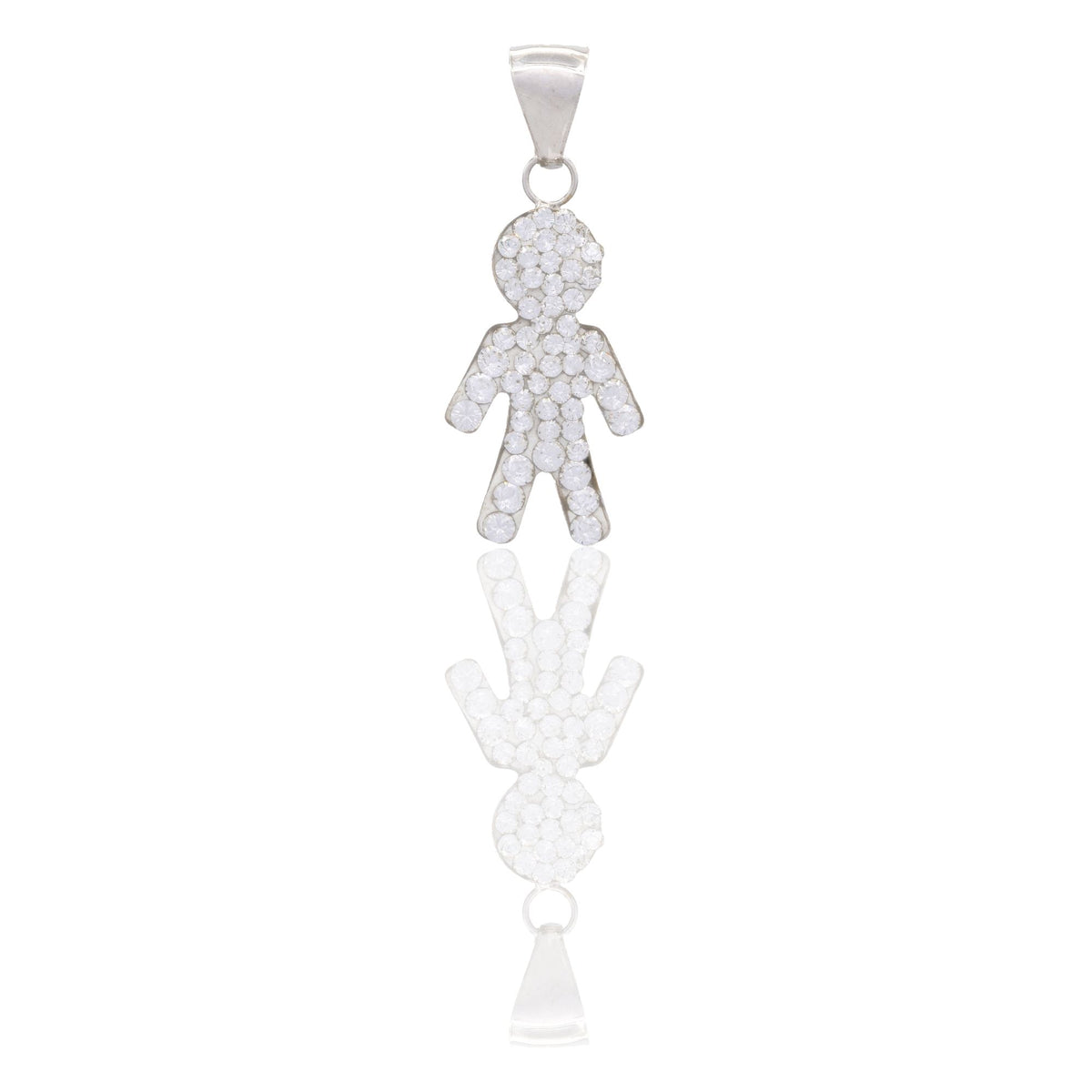 Ciondolo Oro Bianco Oro 18 carati Bimbo Con Pave' Di Zirconi Zirconi Bianchi cm.2,5
