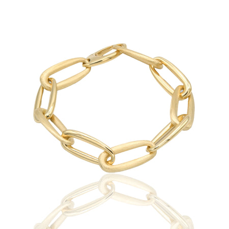 BRACCIALE CATENA CON OVALI IRREGOLARI DA CM.2 LUCIDI E SATINATI
