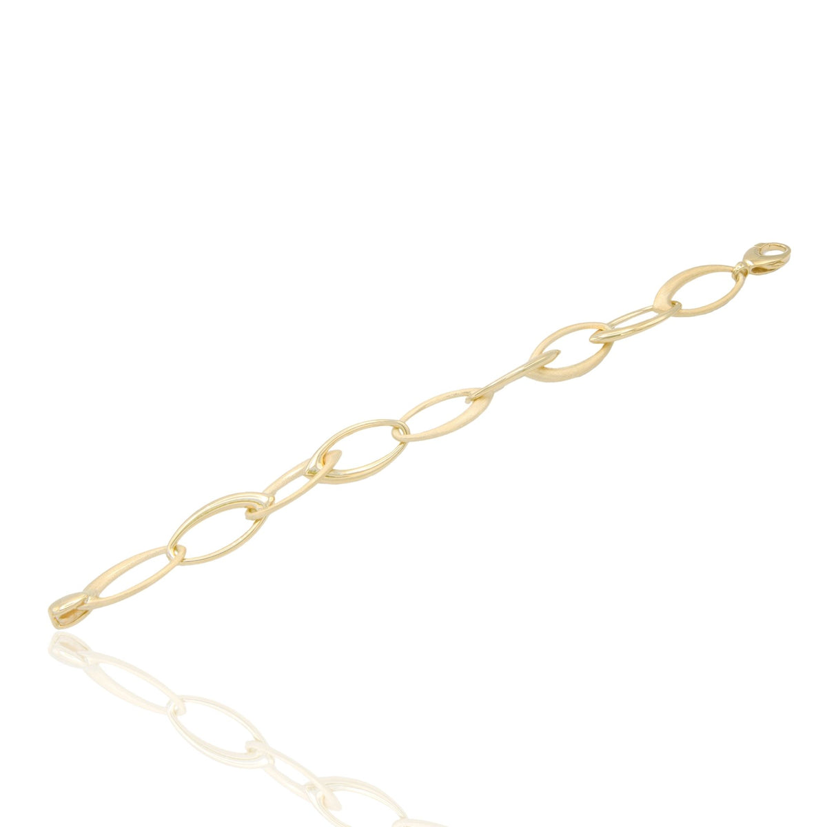 Bracciale Oro Giallo Oro 18 carati Catena Con Ovali Irregolari A Punta Solo Oro cm 19.5