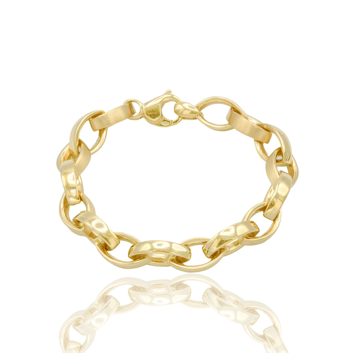 BRACCIALE CATENA FORZATINA OVALI PIATTI ALTERNATI LUCIDI E SATINATI