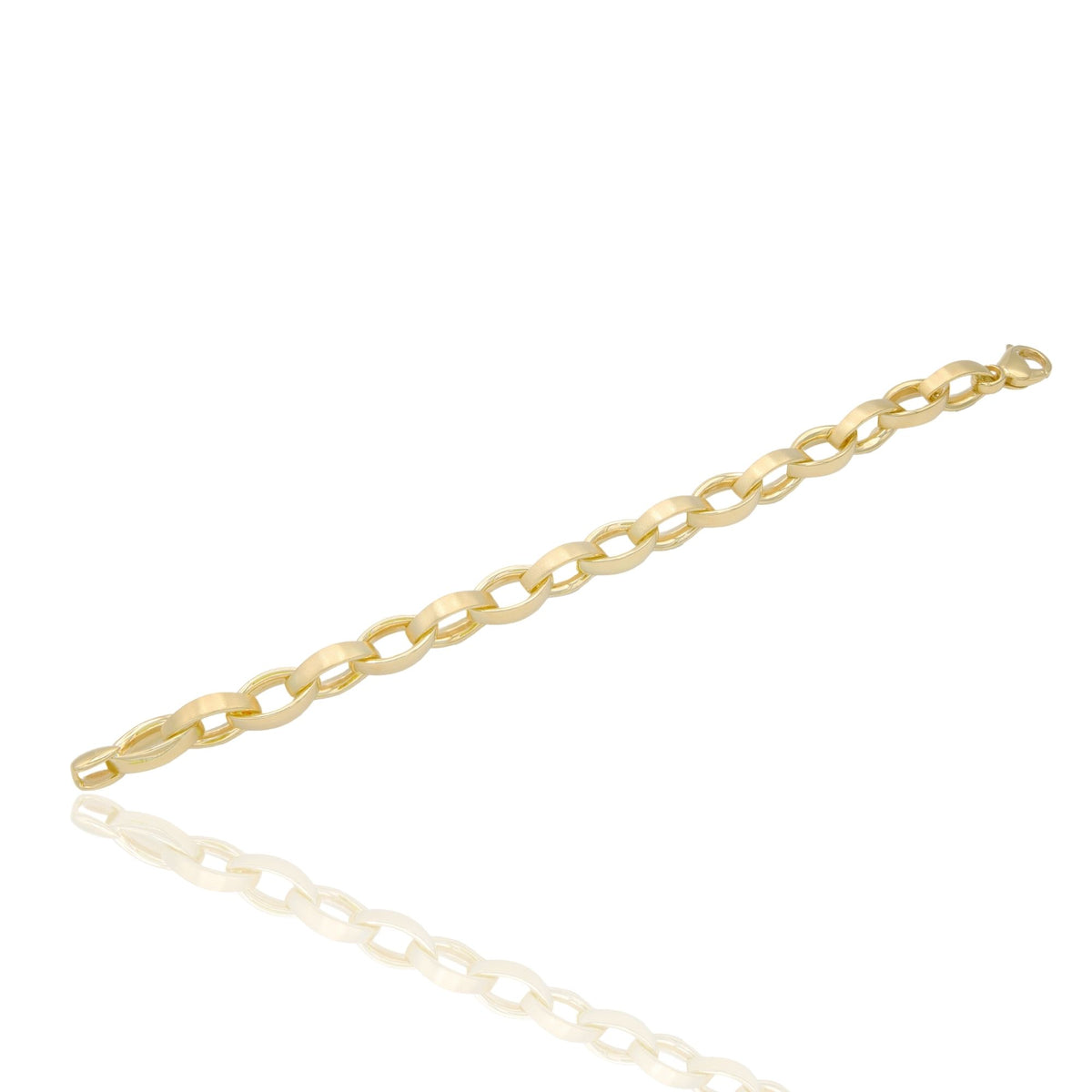 Bracciale Oro Giallo Oro 18 carati Catena Forzatina Ovali Piatti Alternati Lucidi E Satinati Solo Oro