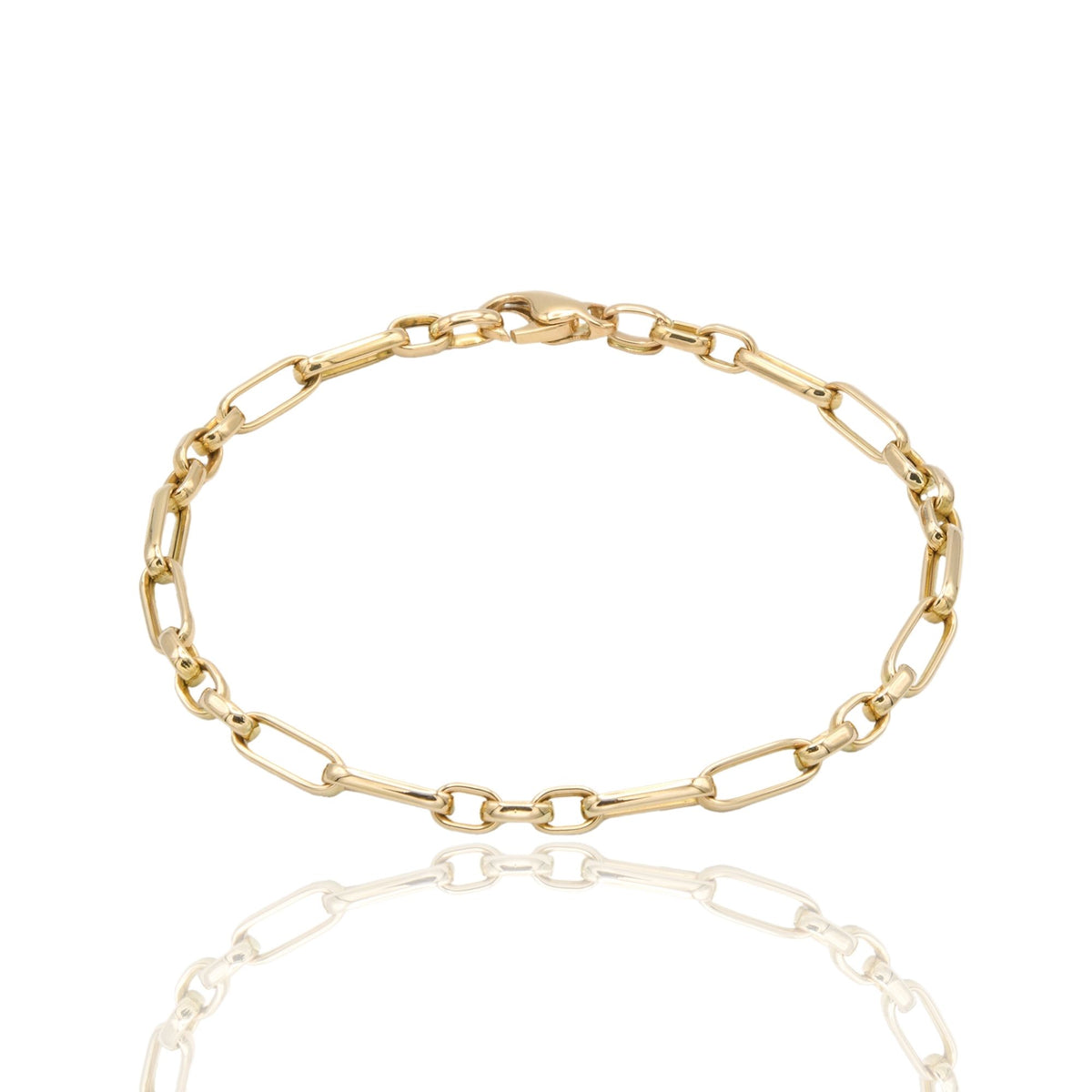 Bracciale Oro Giallo Oro 18 carati Rolo' 3 Maglie Piccole E 2 Maglie Allungate Solo Oro cm 19.5