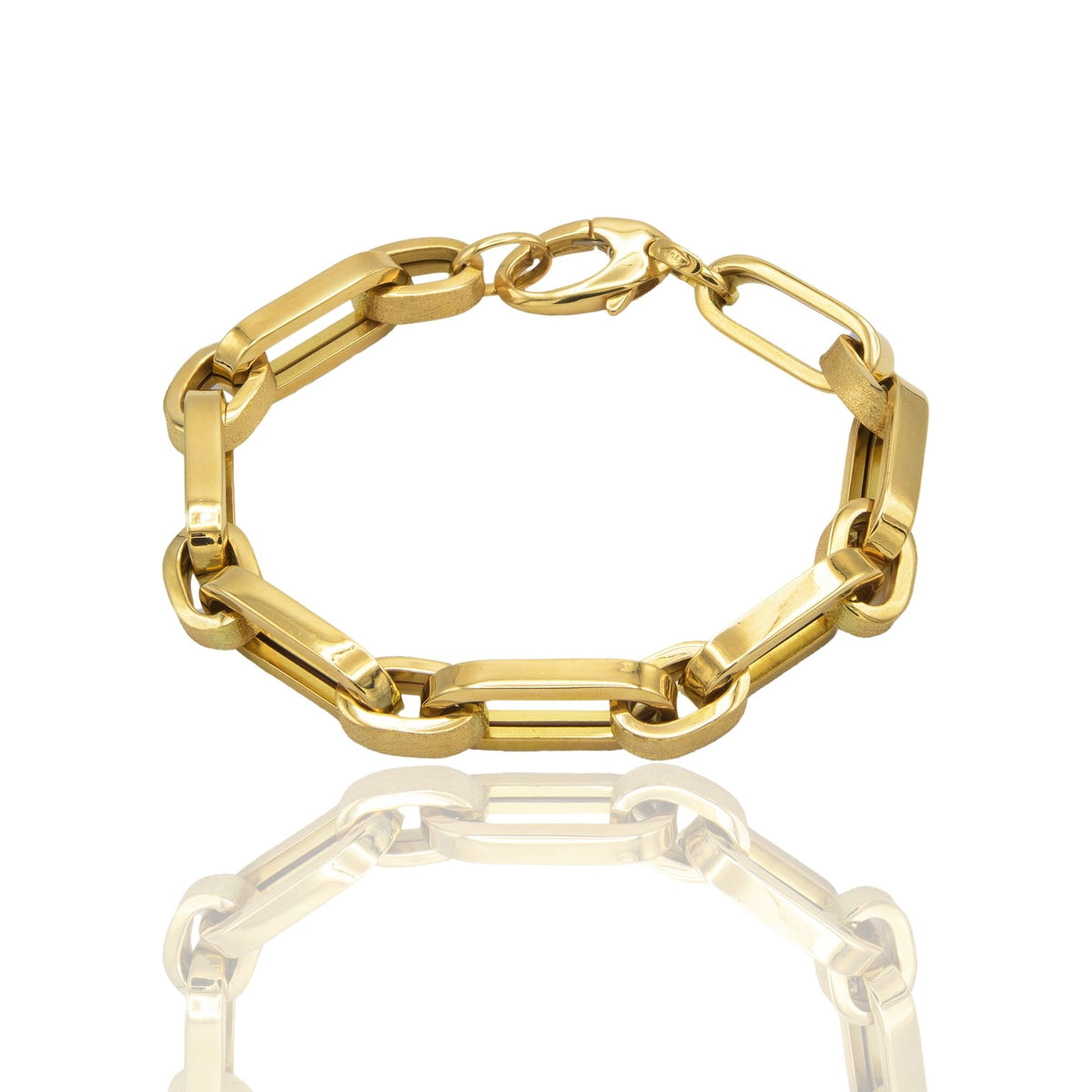 Bracciale  Oro 18 carati Alternato Ovale Lucido Cm 1.5 E Tondo Satinato Solo Oro cm. 19,5