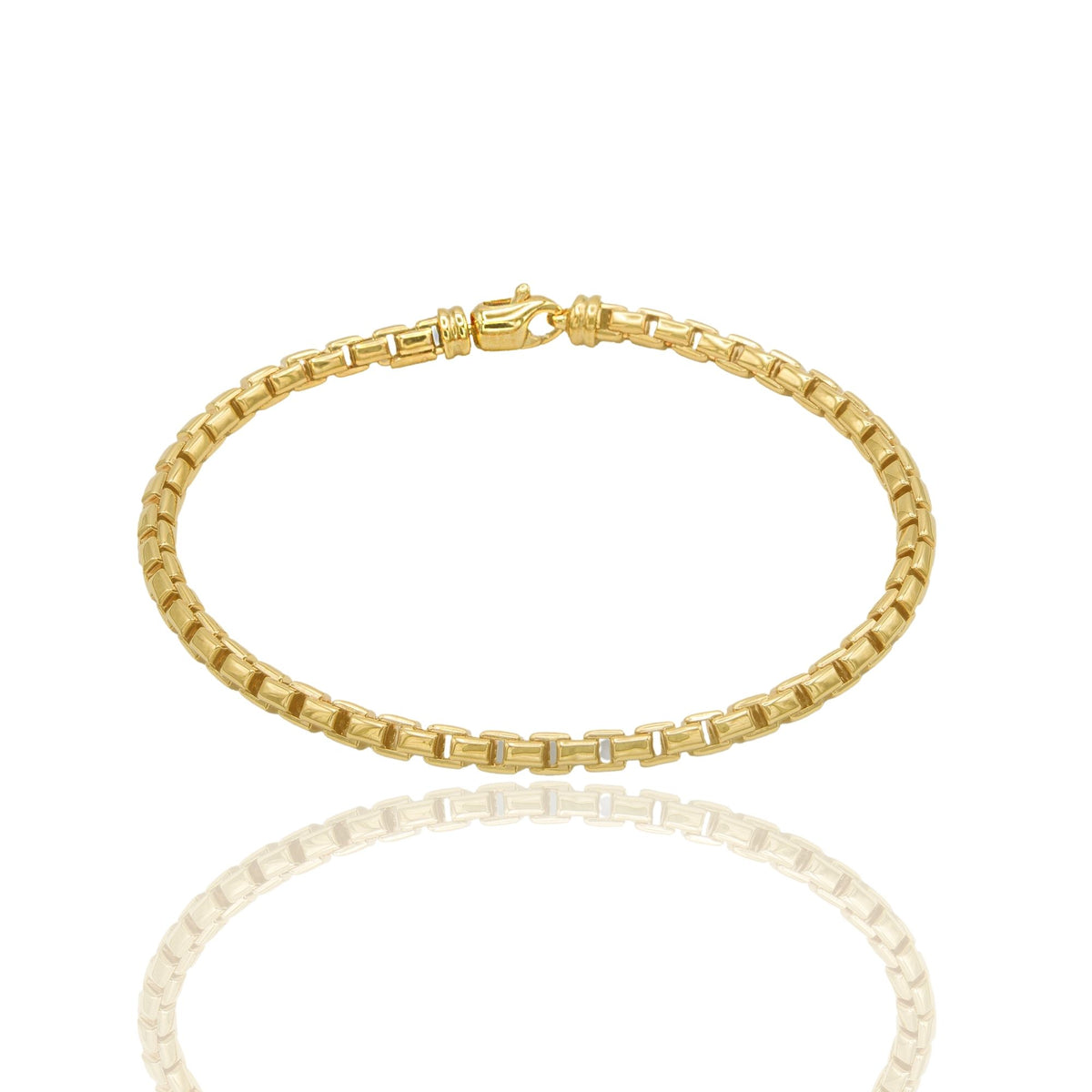 Bracciale Oro Giallo Oro 18 carati Catena Tubolare Maglie Rettangolari Solo Oro cm. 19