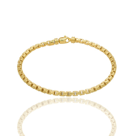 Bracciale Oro Giallo Oro 18 carati Catena Tubolare Maglie Rettangolari Solo Oro cm. 19