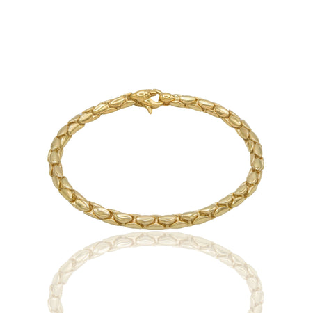 Bracciale Oro Giallo Oro 18 carati Catena Tubolare Maglie Ovali Solo Oro cm. 19