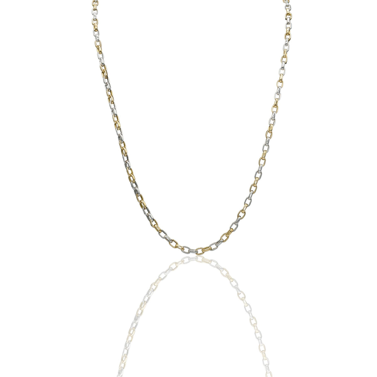 Collana Oro Giallo, Oro Bianco Oro 18 carati Rolo' Solo Oro cm.70