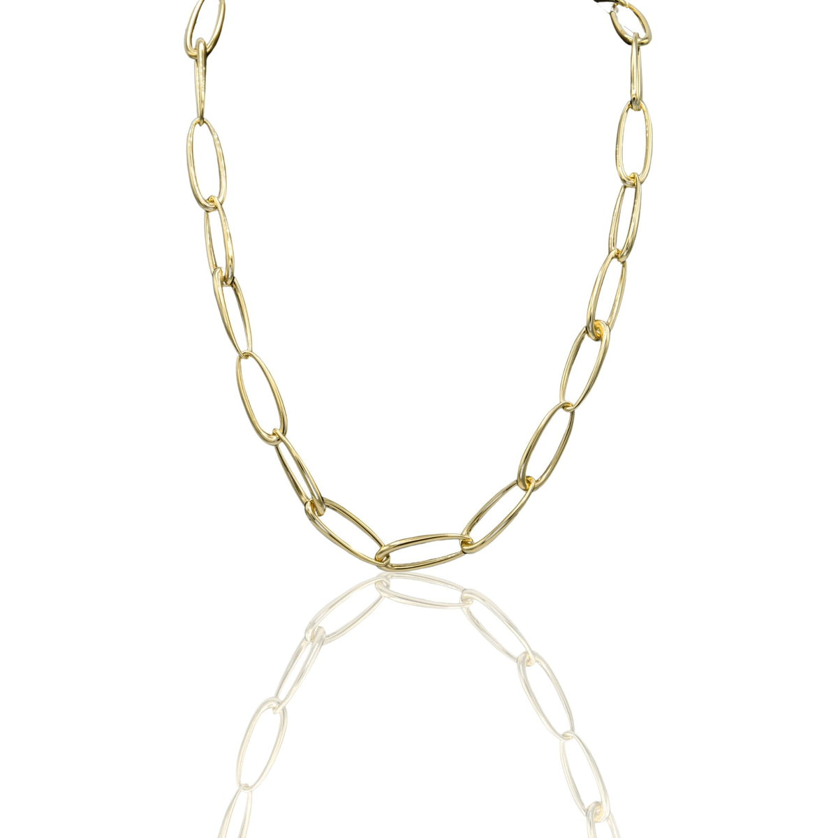 Collana Oro Giallo Oro 18 carati Ovali Irregolari Da Cm.2 Solo Oro mis.1 cm.50