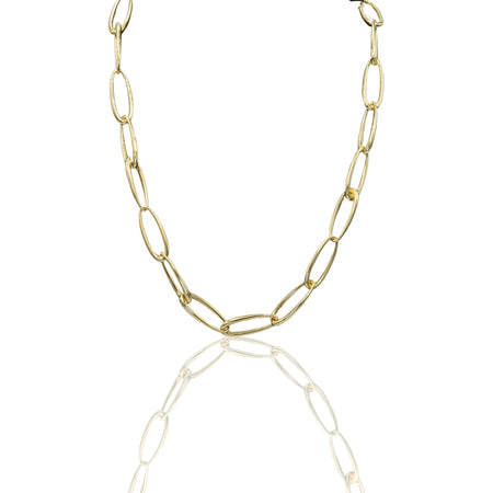 Collana Oro Giallo Oro 18 carati Ovali Irregolari Da Cm.2 Solo Oro mis.1 cm.50