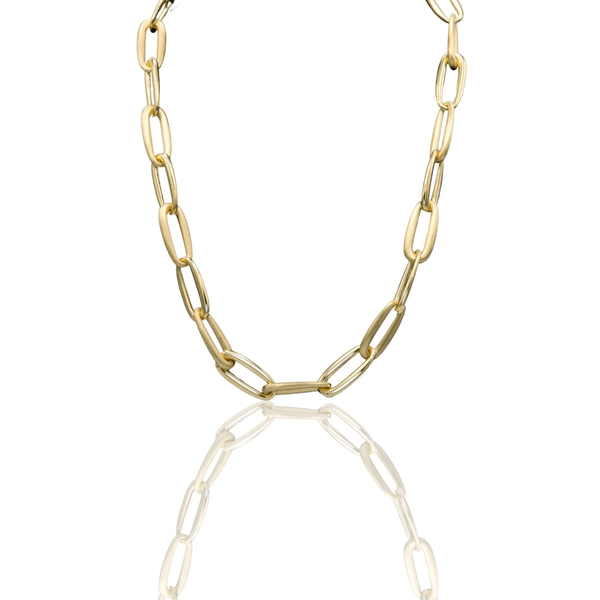 Collana Oro Giallo Oro 18 carati Ovali Irregolari Da Cm.2 Solo Oro mis.2 cm.50