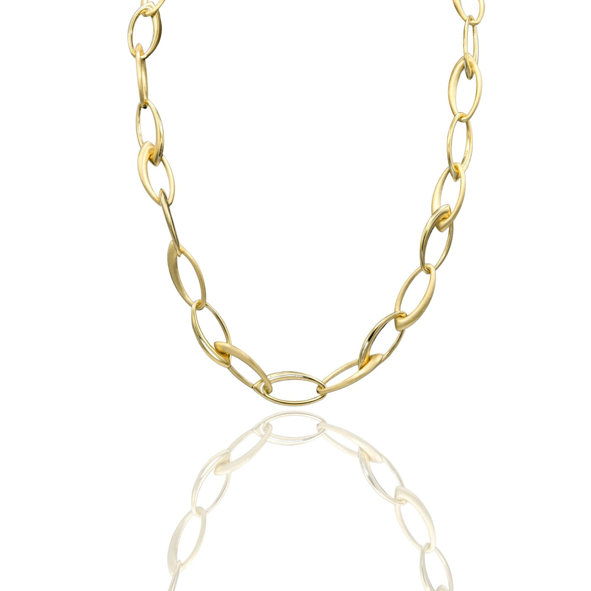 Collana Oro Giallo Oro 18 carati Ovali Irregolari A Punta Solo Oro cm.50