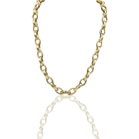 Collana Oro Giallo Oro 18 carati Ovali Piatti Alternati Lucidi E Satinati Solo Oro cm.50