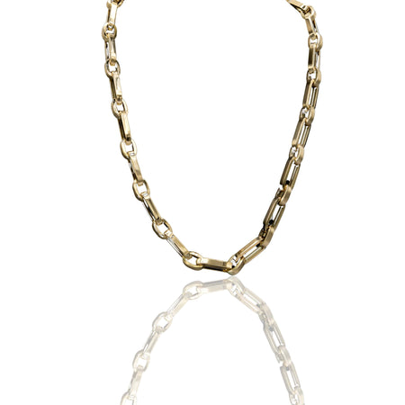 Collana Oro Giallo Oro 18 carati Catena Alternata Ovale Lucido  Tondo Satinato Solo Oro cm.50