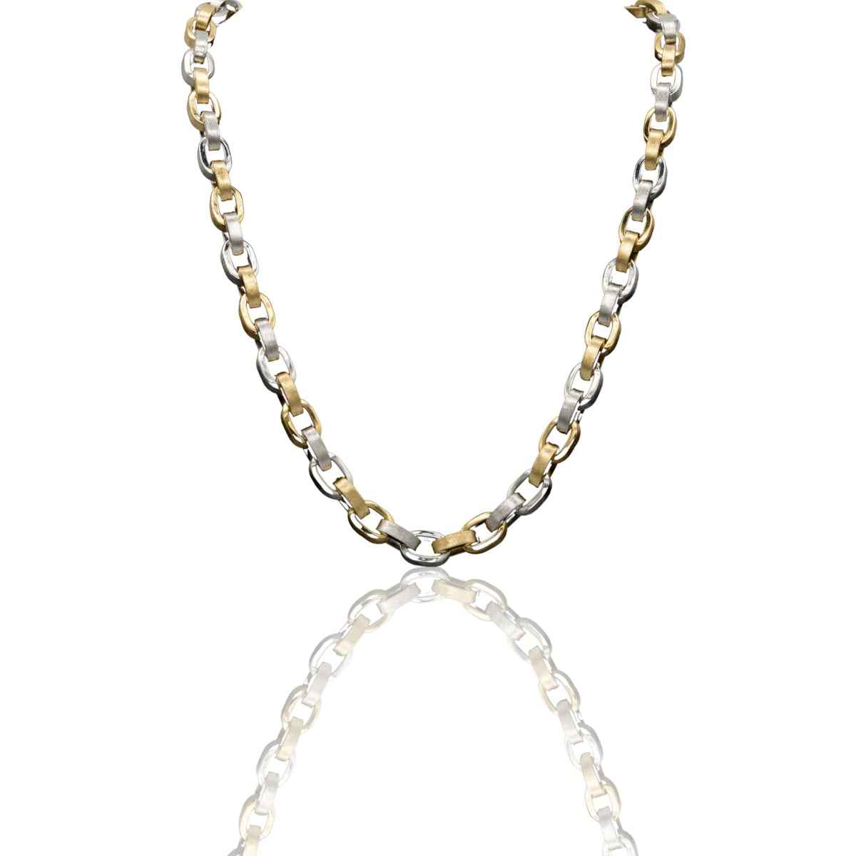Collana Oro Giallo, Oro Bianco Oro 18 carati Rolo' Bombata Solo Oro cm.50