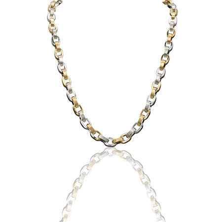 Collana Oro Giallo, Oro Bianco Oro 18 carati Rolo' Bombata Solo Oro cm.50