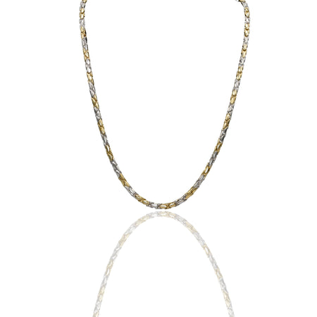 Collana Oro Giallo, Oro Bianco Oro 18 carati Catena Tubolare Maglie Ovali Solo Oro cm.60