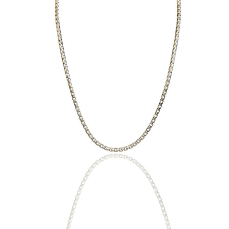Collana Oro Giallo, Oro Bianco Oro 18 carati Catena Tubolare  Maglie Rettangolari Solo Oro cm.60