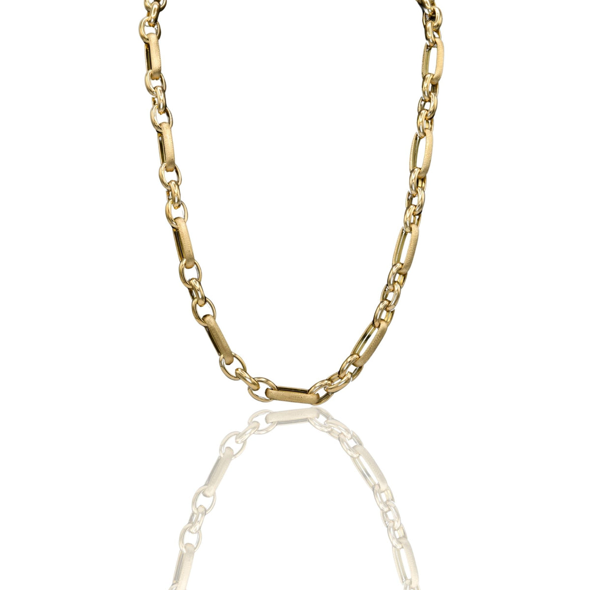Collana Oro Giallo Oro 18 carati 3 Maglie Tonde 1 Maglia Allungata Solo Oro cm.60