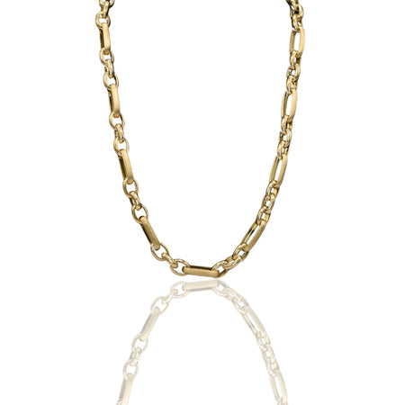 Collana Oro Giallo Oro 18 carati 3 Maglie Tonde 1 Maglia Allungata Solo Oro cm.60