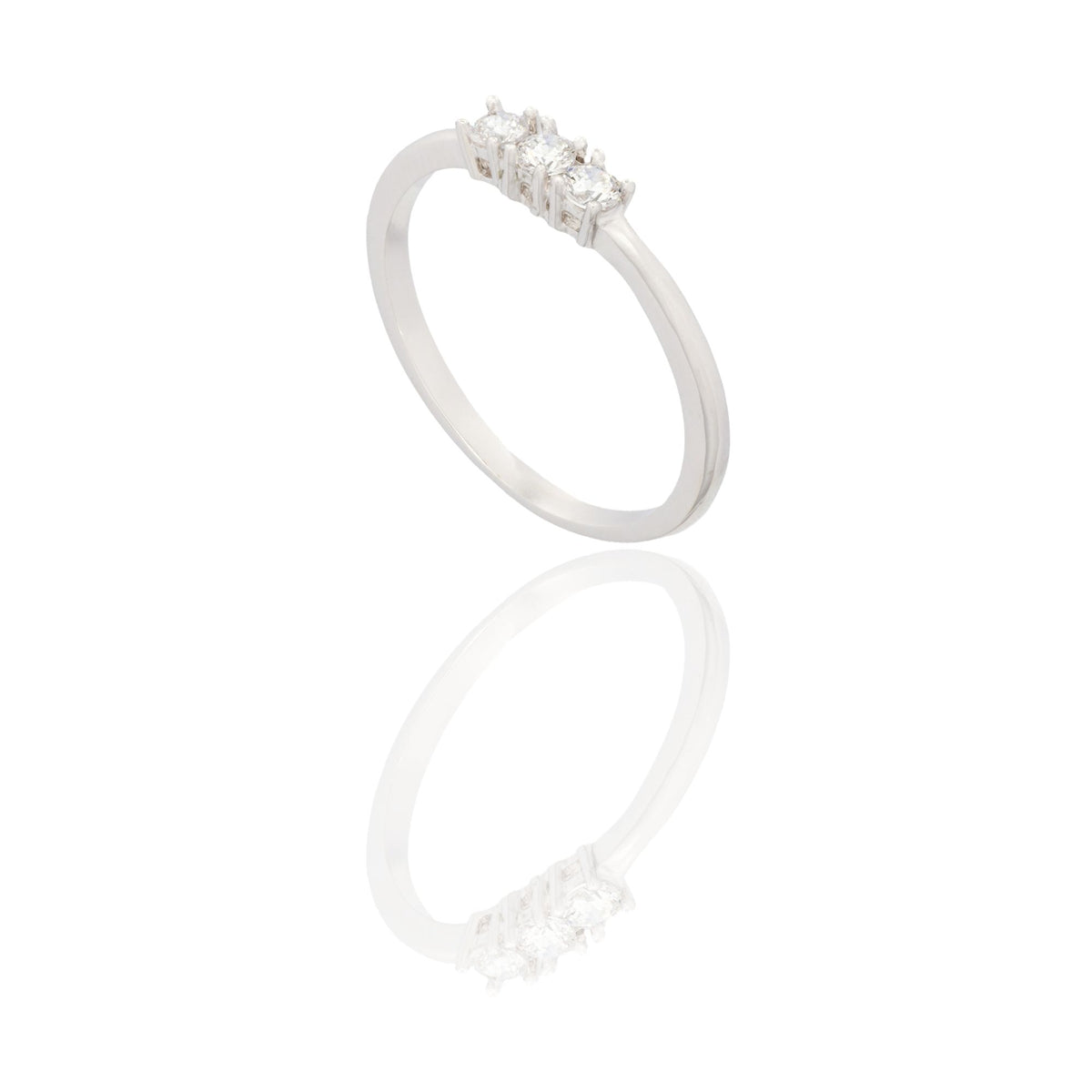 Anello Oro Bianco Oro 18 carati Trilogy Lineare Zirconi Bianchi