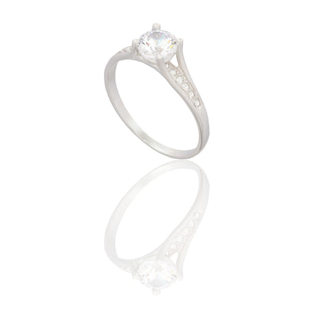 ANELLO DONNA PIETRA CENTRALE PAVE' SU GAMBO