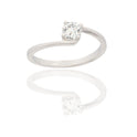 Anello Oro Bianco Oro 18 carati 4 Griffe Gambo Intrecciato Zircone Bianco