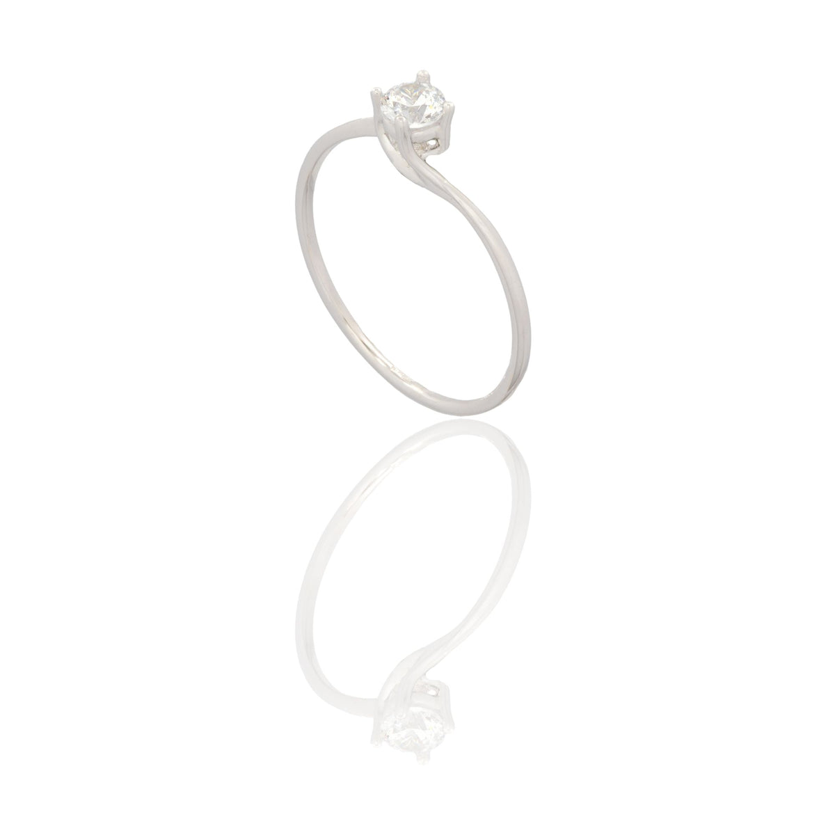 Anello Oro Bianco Oro 18 carati Modello Valentino Sottile Zircone Bianco