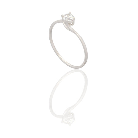 Anello Oro Bianco Oro 18 carati Modello Valentino Sottile Zircone Bianco