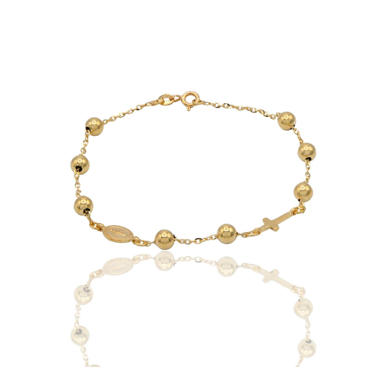 Bracciale Oro Giallo Oro 18 carati Rosario Modello lineare Solo Oro Sfera mm. 5