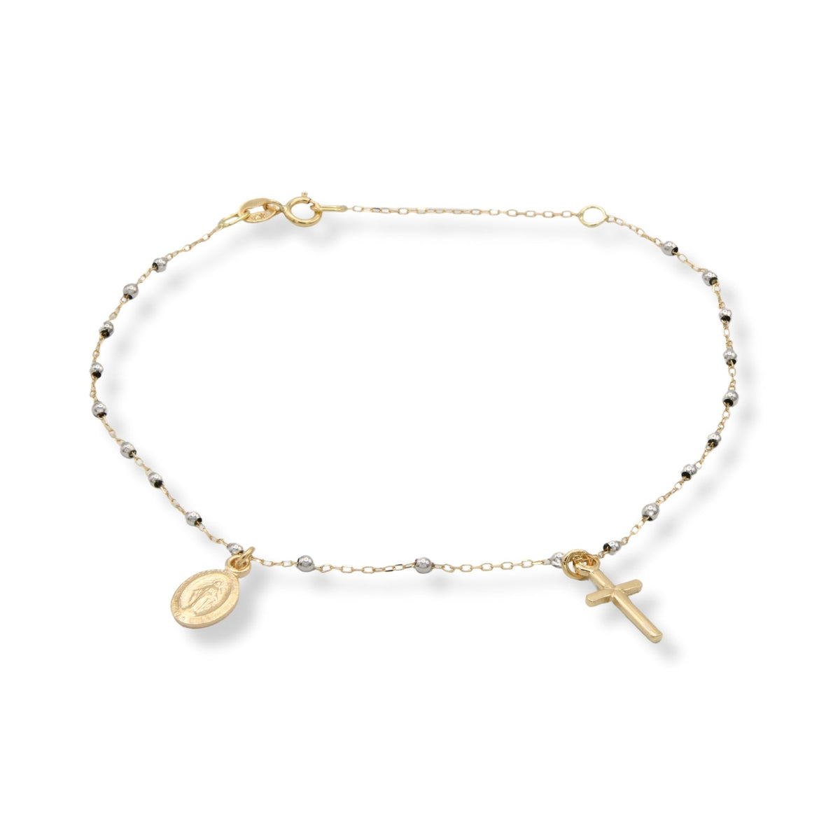 Bracciale Oro Giallo, Oro Bianco Oro 18 carati Rosario Modello Pendente Solo Oro Sfera mm. 2 