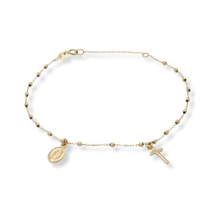 Bracciale Oro Giallo Oro 18 carati Rosario Modello Pendente Solo Oro Sfera mm. 2
