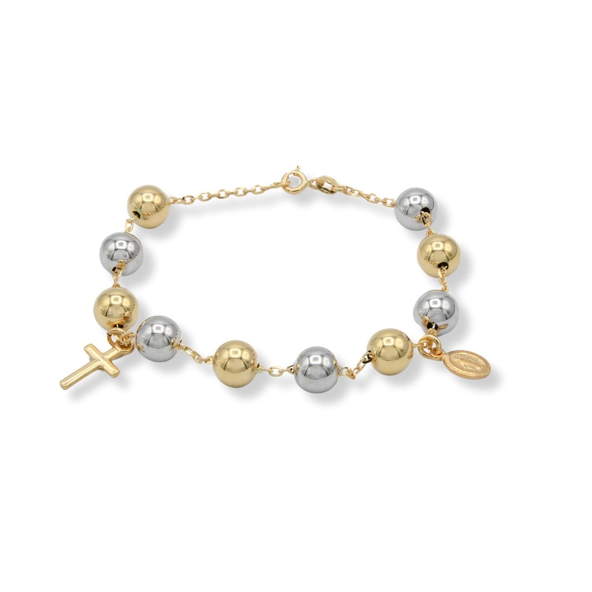 Bracciale Oro Giallo, Oro Bianco Oro 18 carati Rosario Modello Pendente Solo Oro Sfera mm. 8