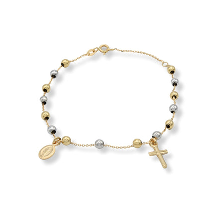 Bracciale Oro Giallo, Oro Bianco Oro 18 carati Rosario Modello Pendente Solo Oro Sfera mm. 4