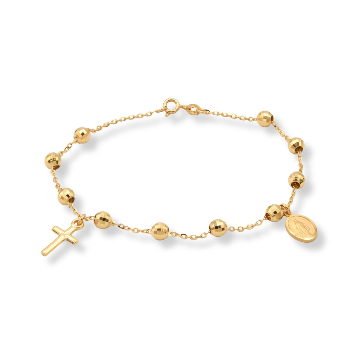 Bracciale Oro Giallo Oro 18 carati Rosario Modello Pendente Solo Oro Sfera mm. 5