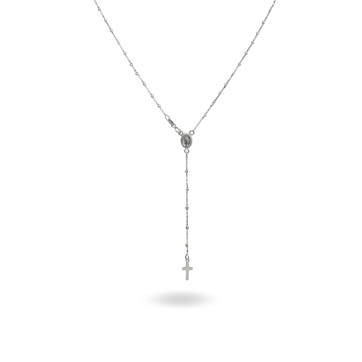 Collana Oro Bianco Oro 18 carati Rosario Pendente Solo Oro